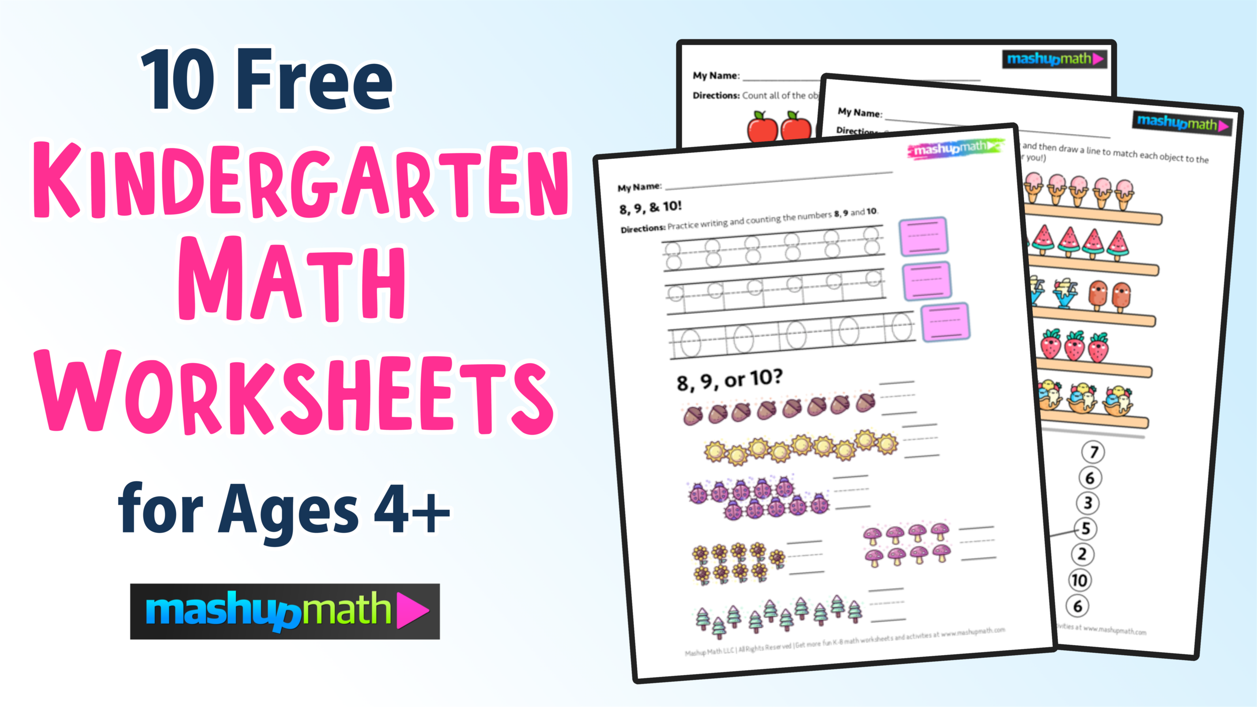 Mathematics Printable Worksheets For Kindergarten