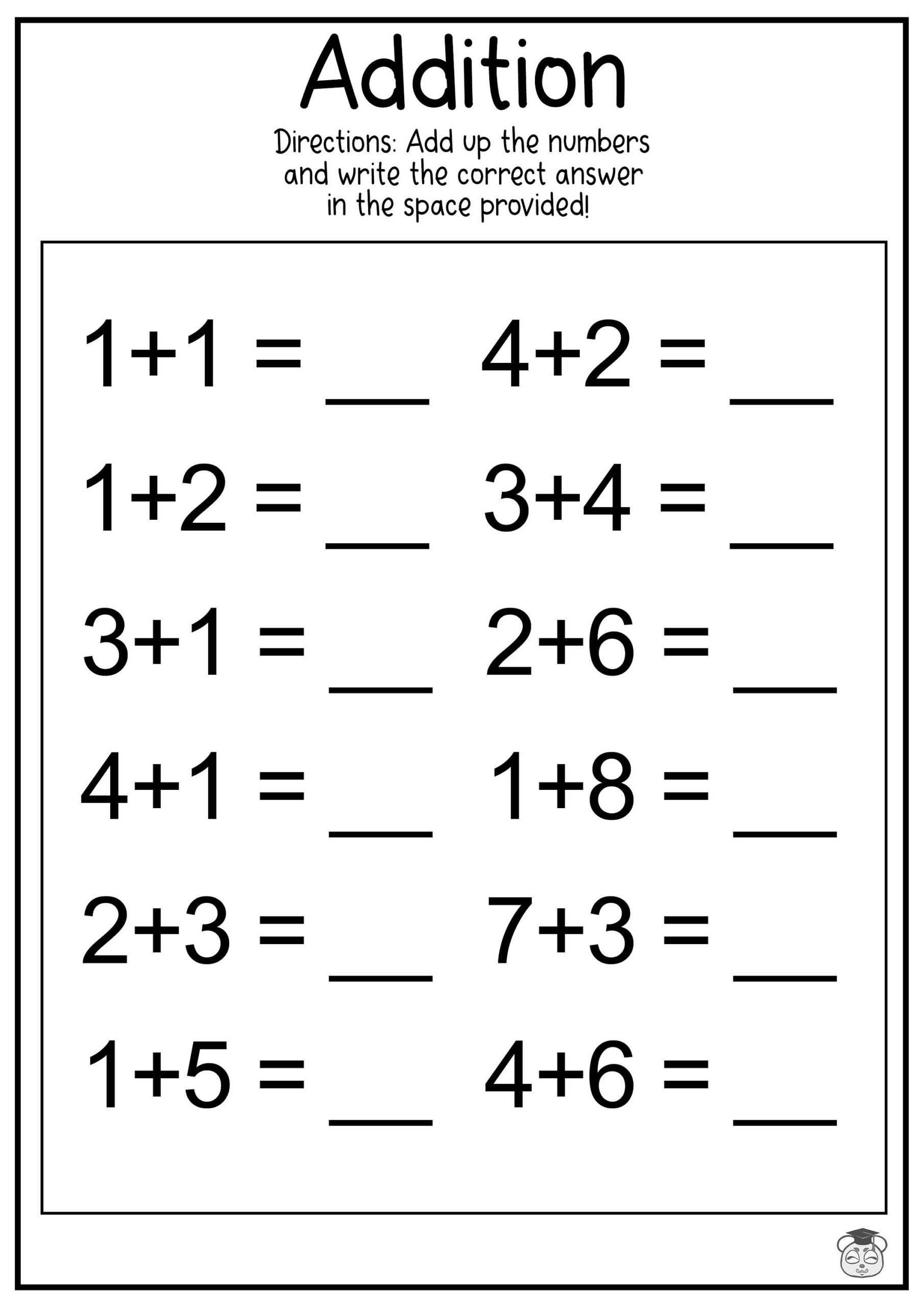 10 Printable Addition Math Worksheets Addition Practice Using 
