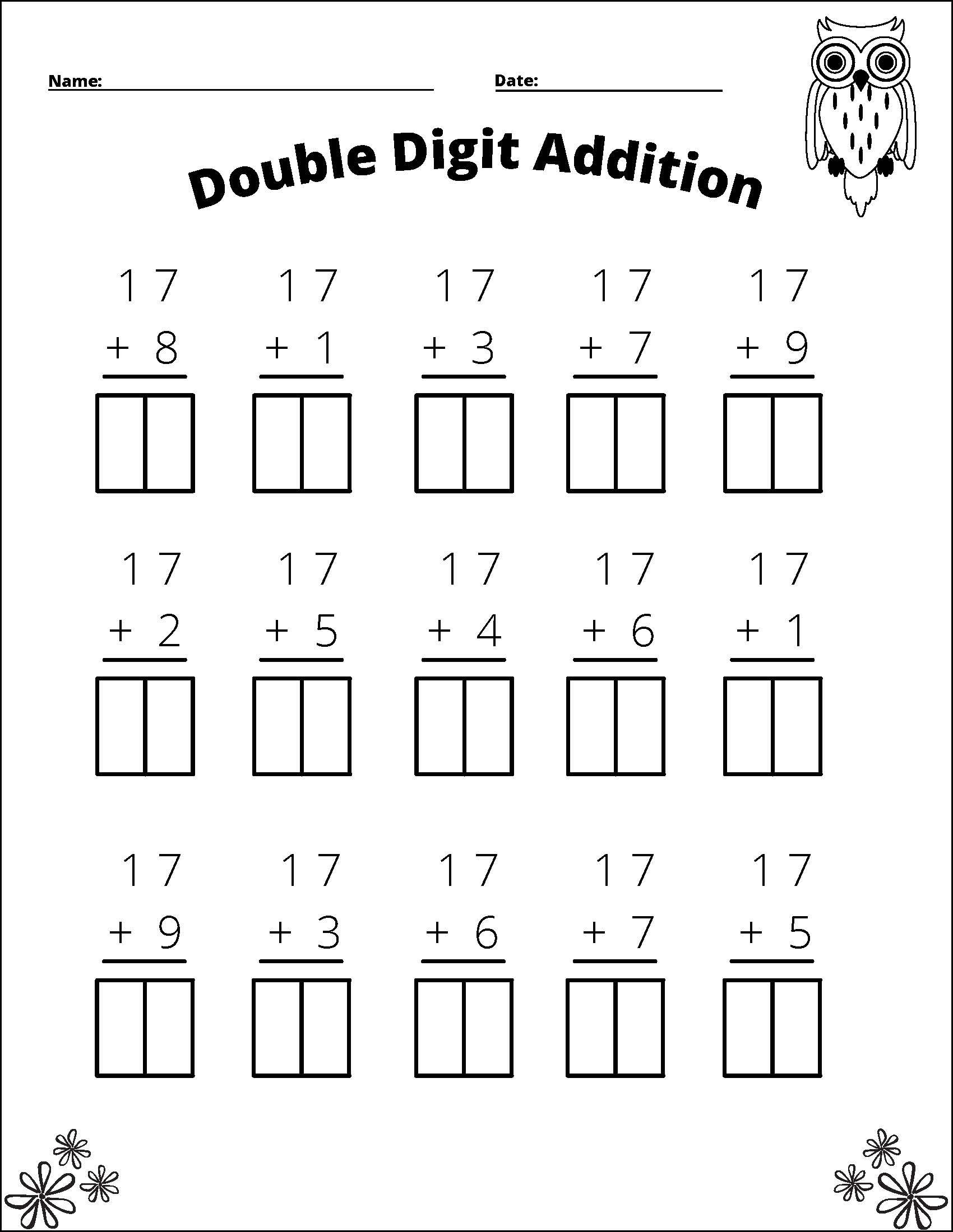 11 Printable Double Digit Addition Worksheets Numbers 10 20 Grades 1st And 2nd Etsy 11 Printable Double Digit Addition Worksheets Numbers 10 20 Grades 1st And 2nd Etsy