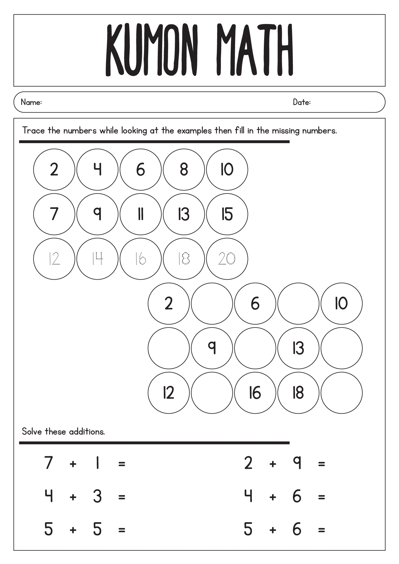 Kumon Math Worksheets For Kindergarten