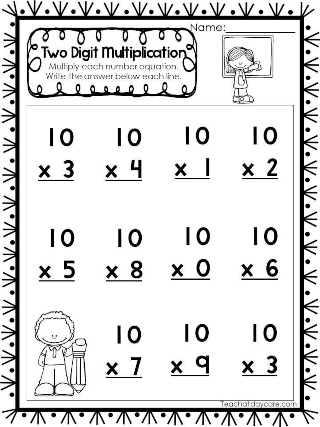 Two Digit Multiplication Worksheets Printable Free