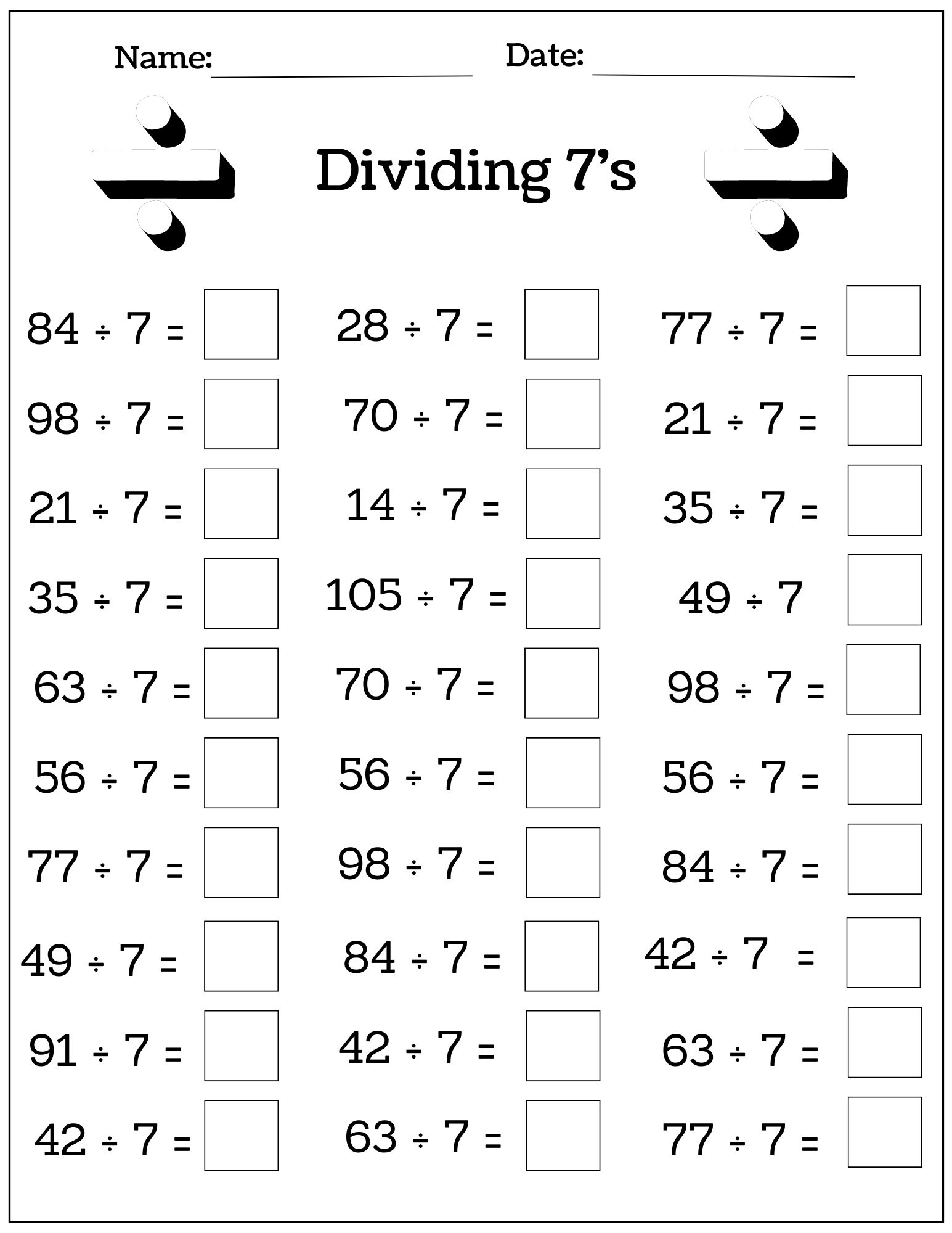 24 Printable Multiplication And Division Worksheets 1 12 Fill