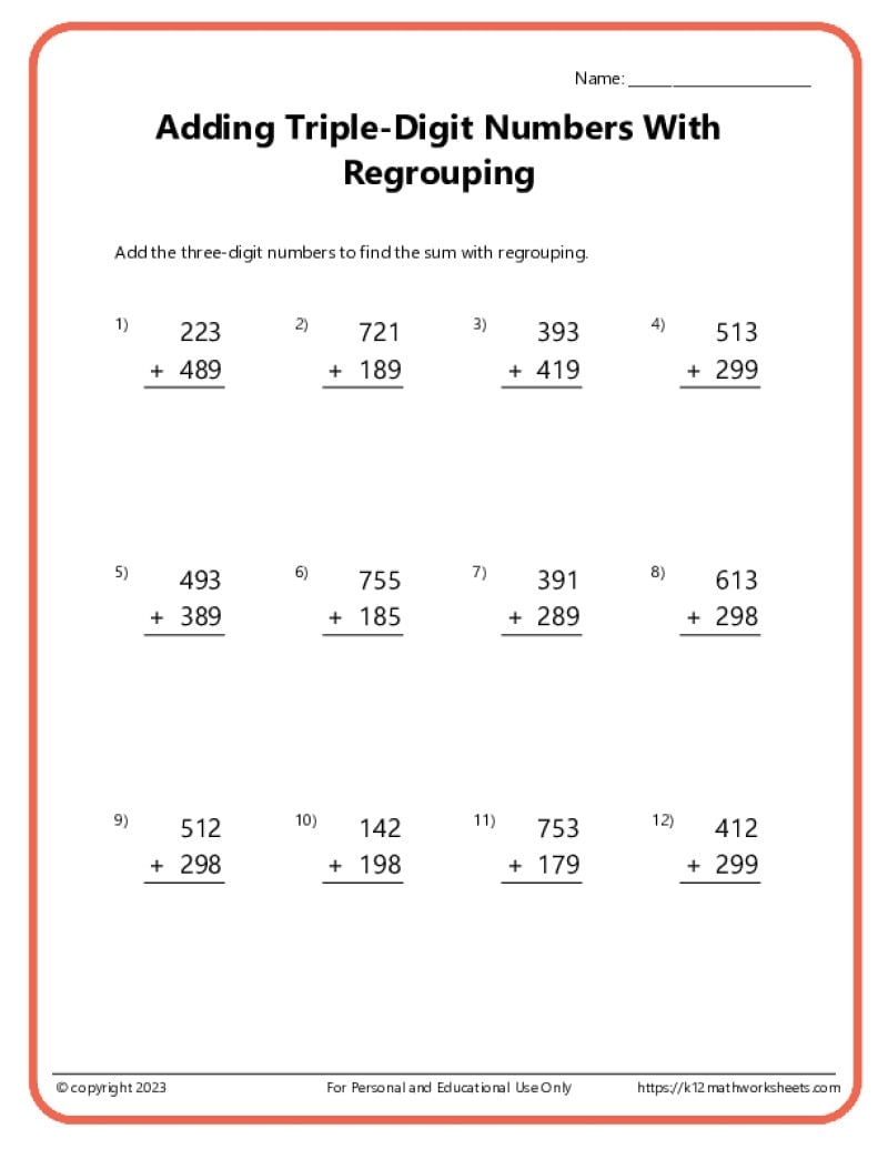 4th Grade Math Worksheets