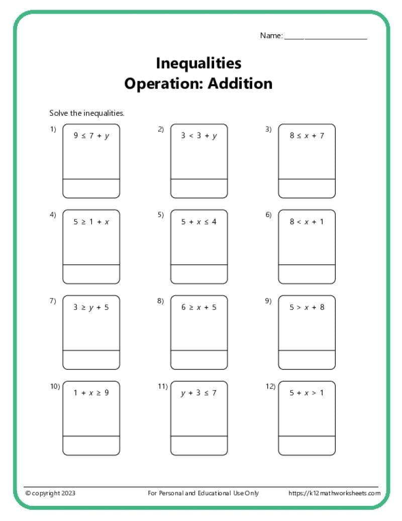 6th Grade Math Free Printable Worksheets