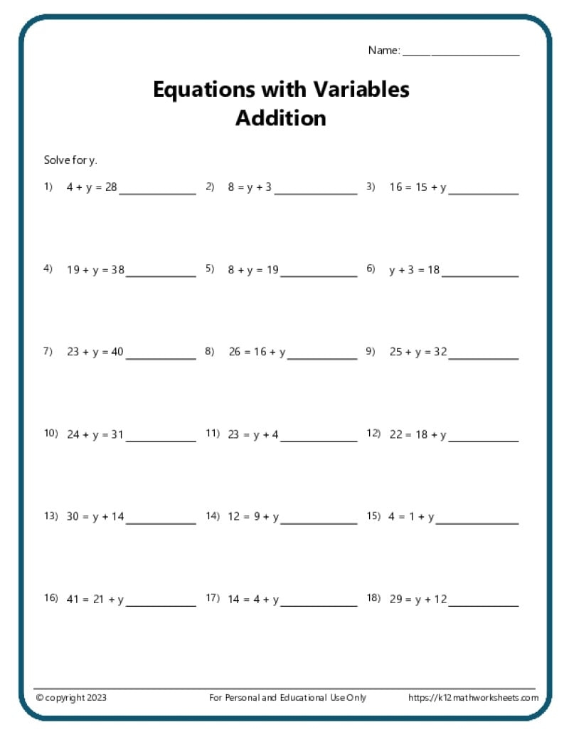 Math Worksheets Free Printable 8th Grade