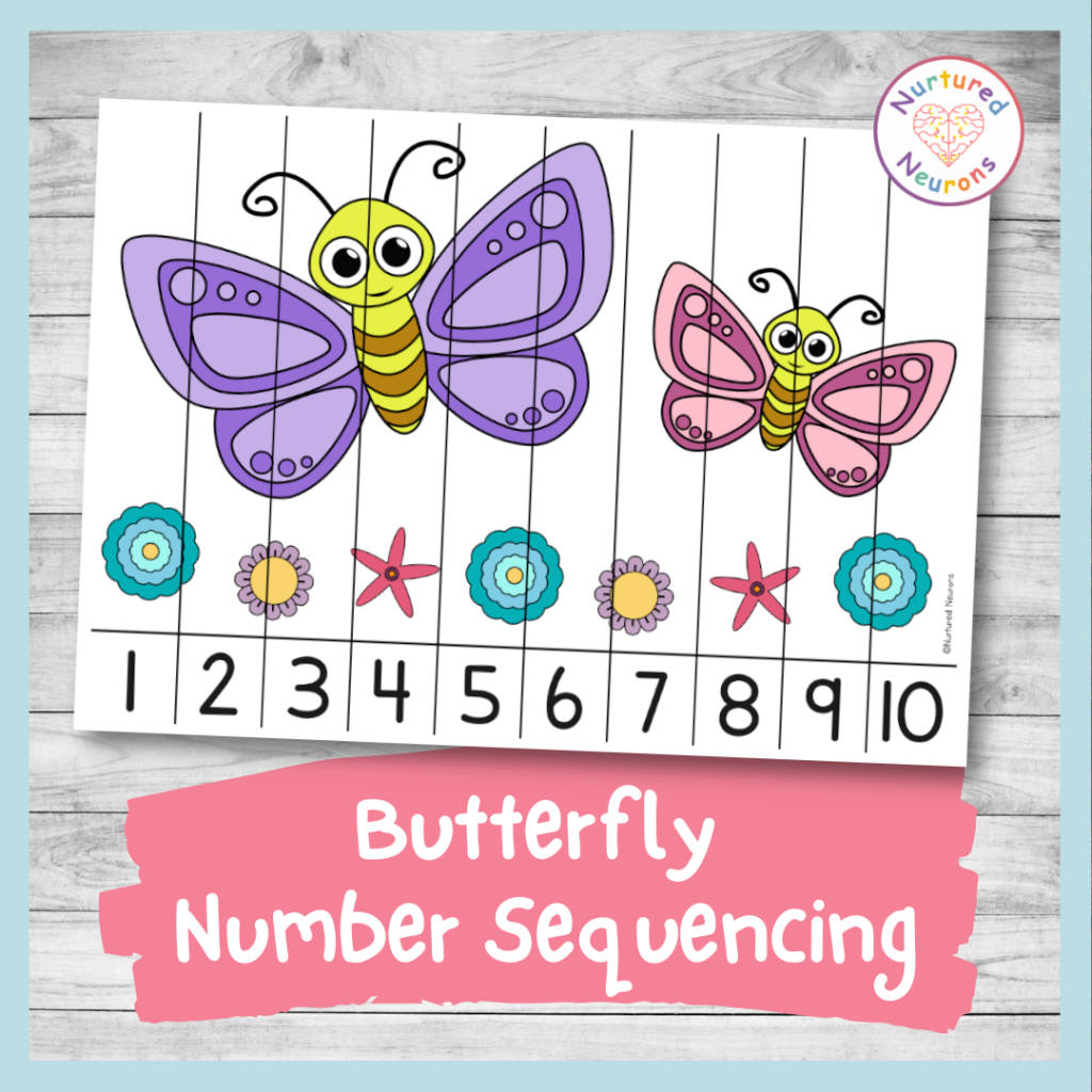 A Beautiful Butterfly Number Sequencing Puzzle 1 10 Printable PDF Nurtured Neurons