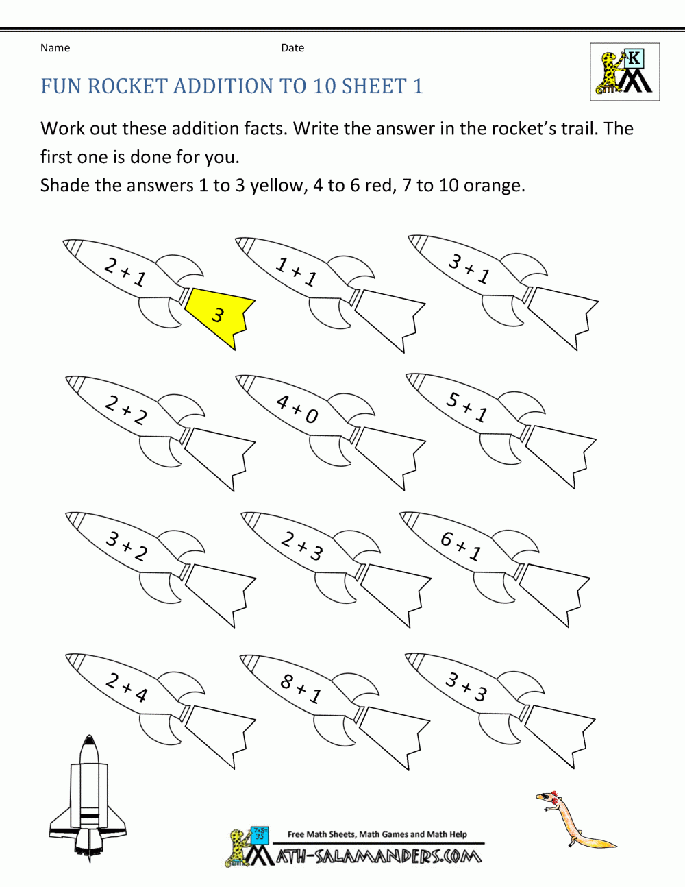 Addition Subtraction To 10 Coloring Sheets For Kindergarten