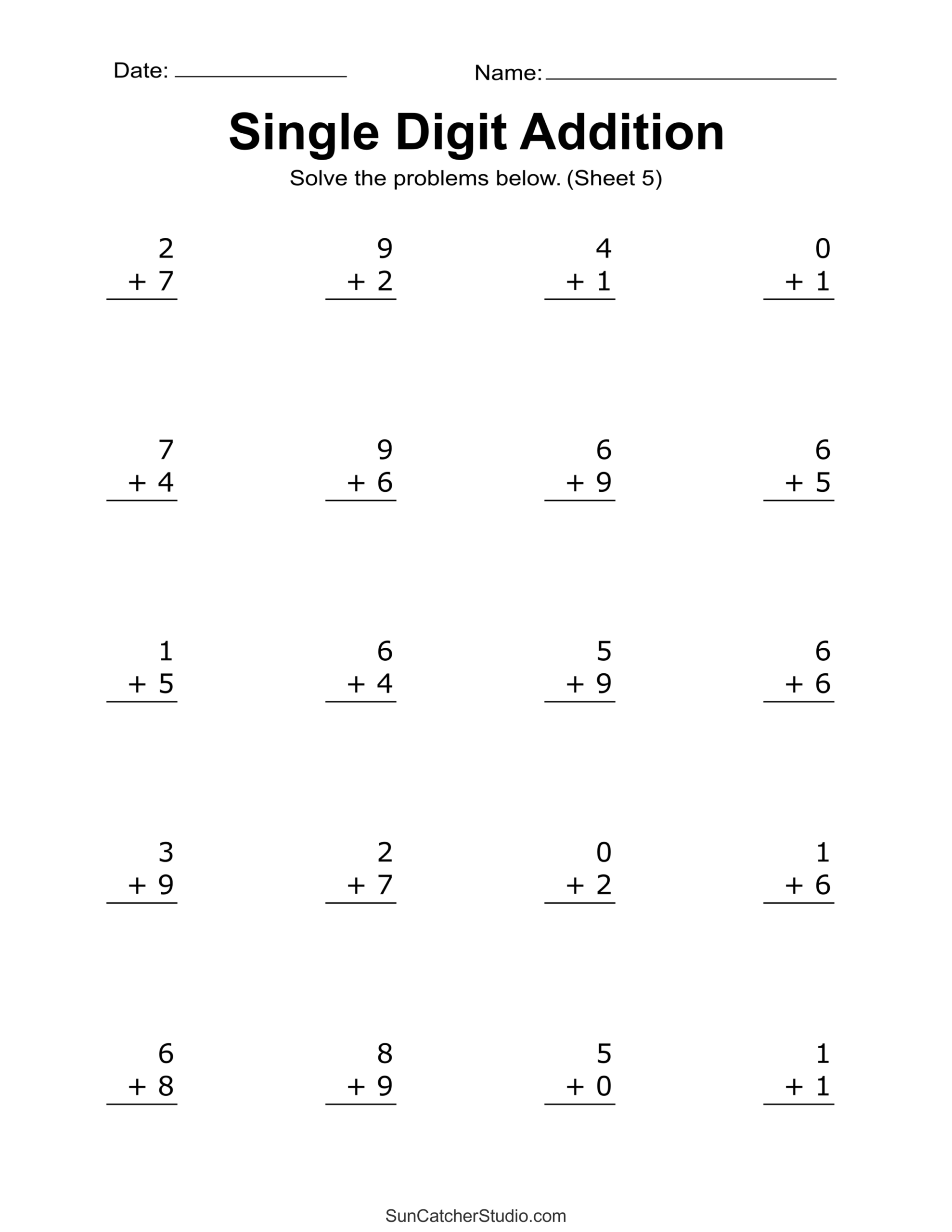 Free Printable Preschool Math Addition Worksheets