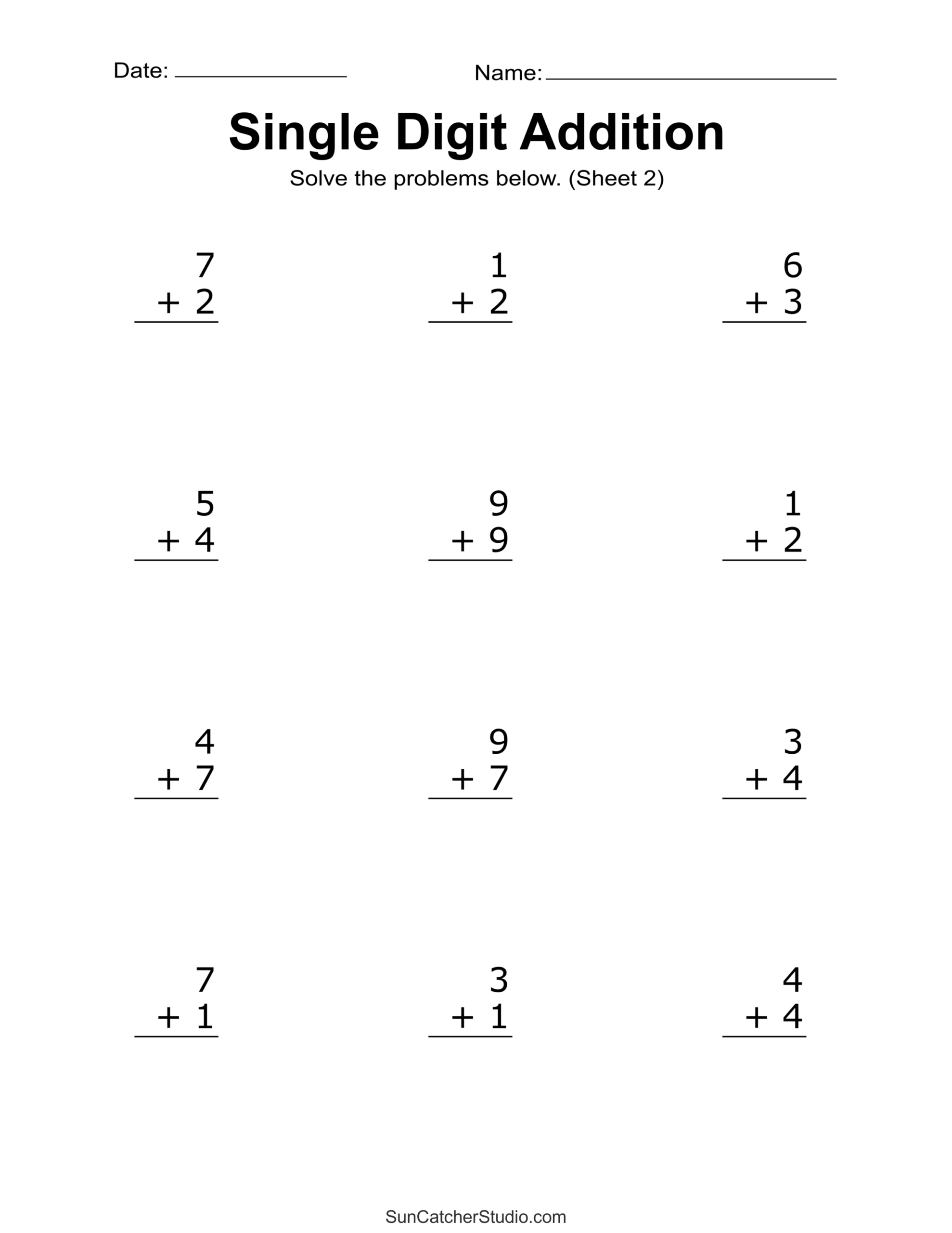 Addition Worksheets Free Printable Easy Math Problems Free