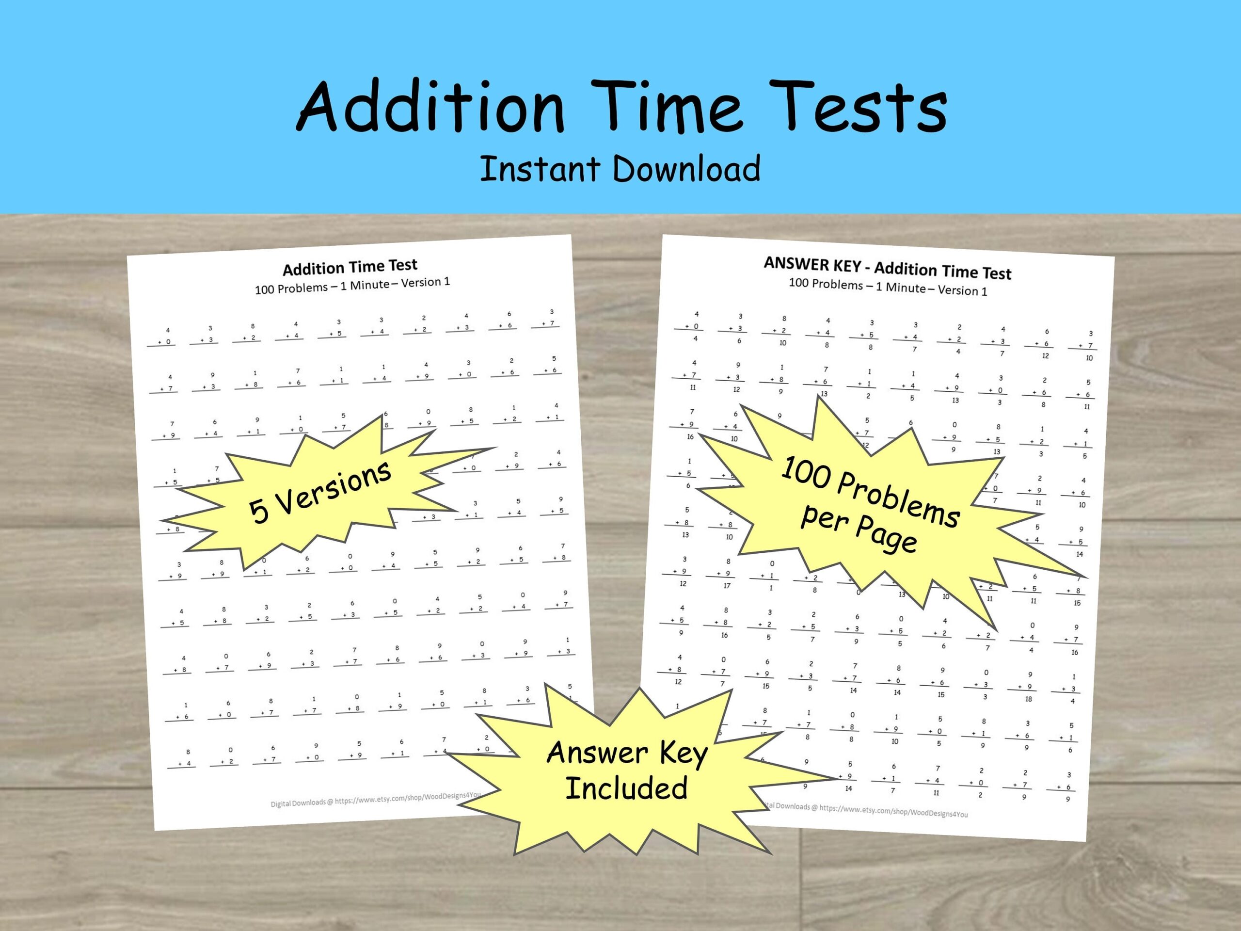 Minute Math Free Printable Worksheets