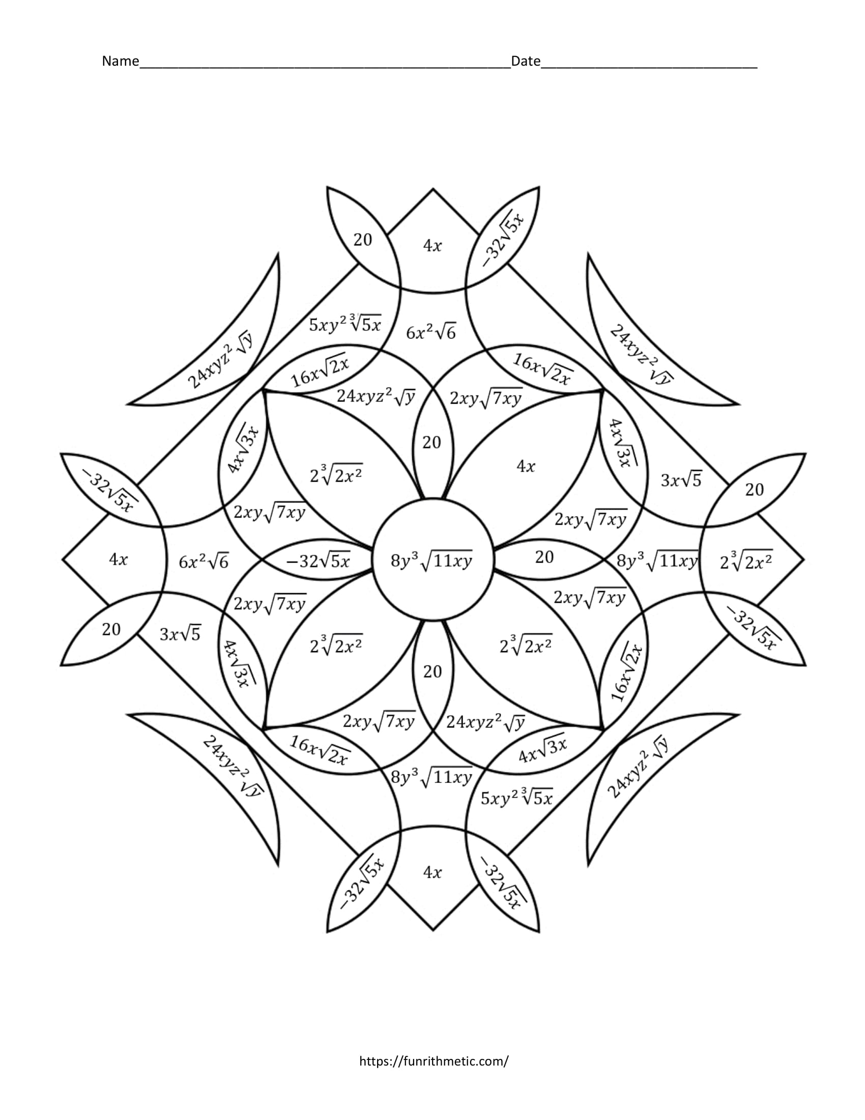Math Coloring Worksheets Free Printable Algebra