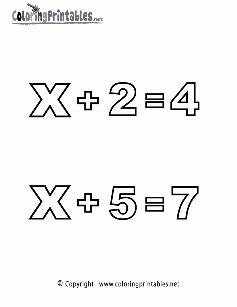 Algebra Addition Coloring Page A Free Math Coloring Printable Algebra Addition Coloring Page A Free Math Coloring Printable