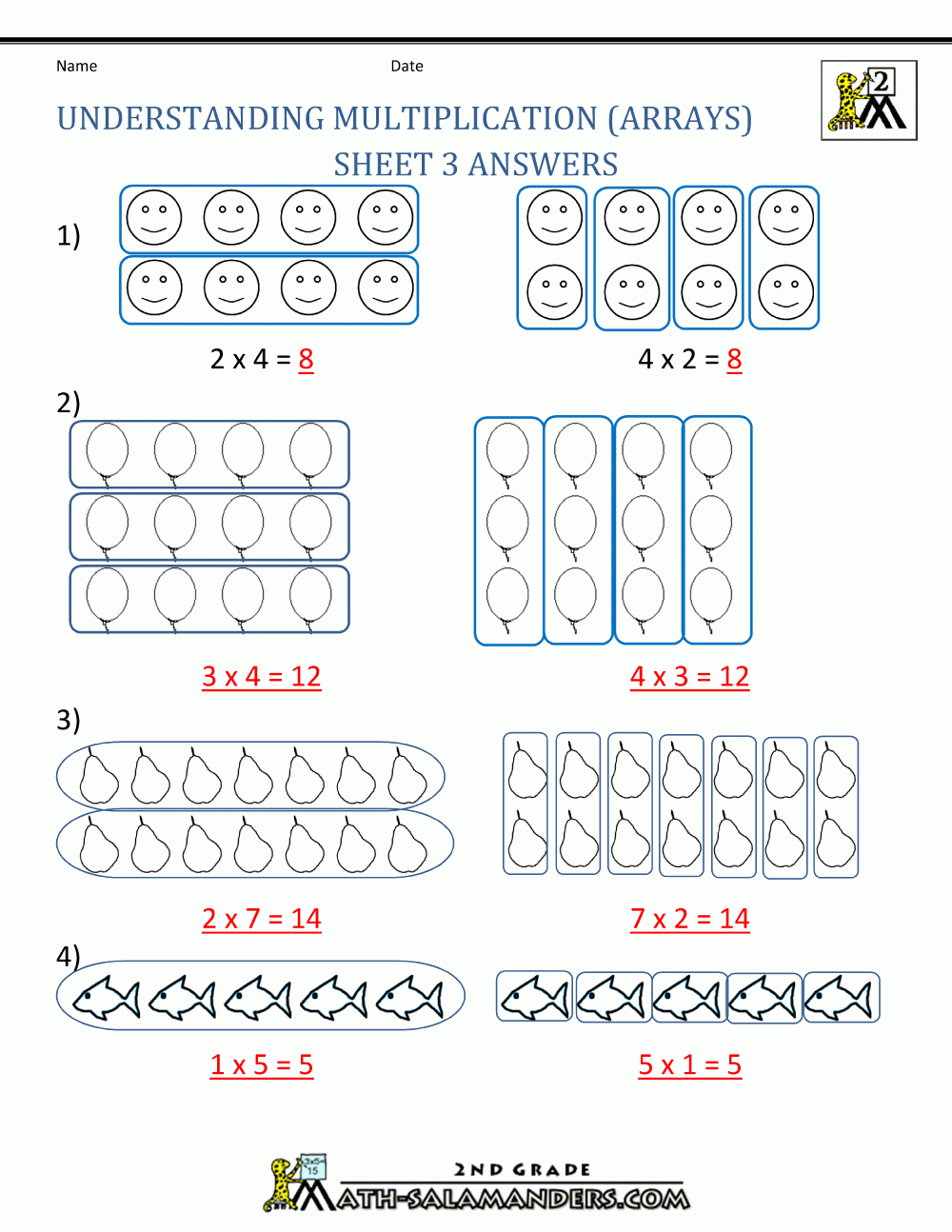 Free Printable Early Multiplication Worksheets