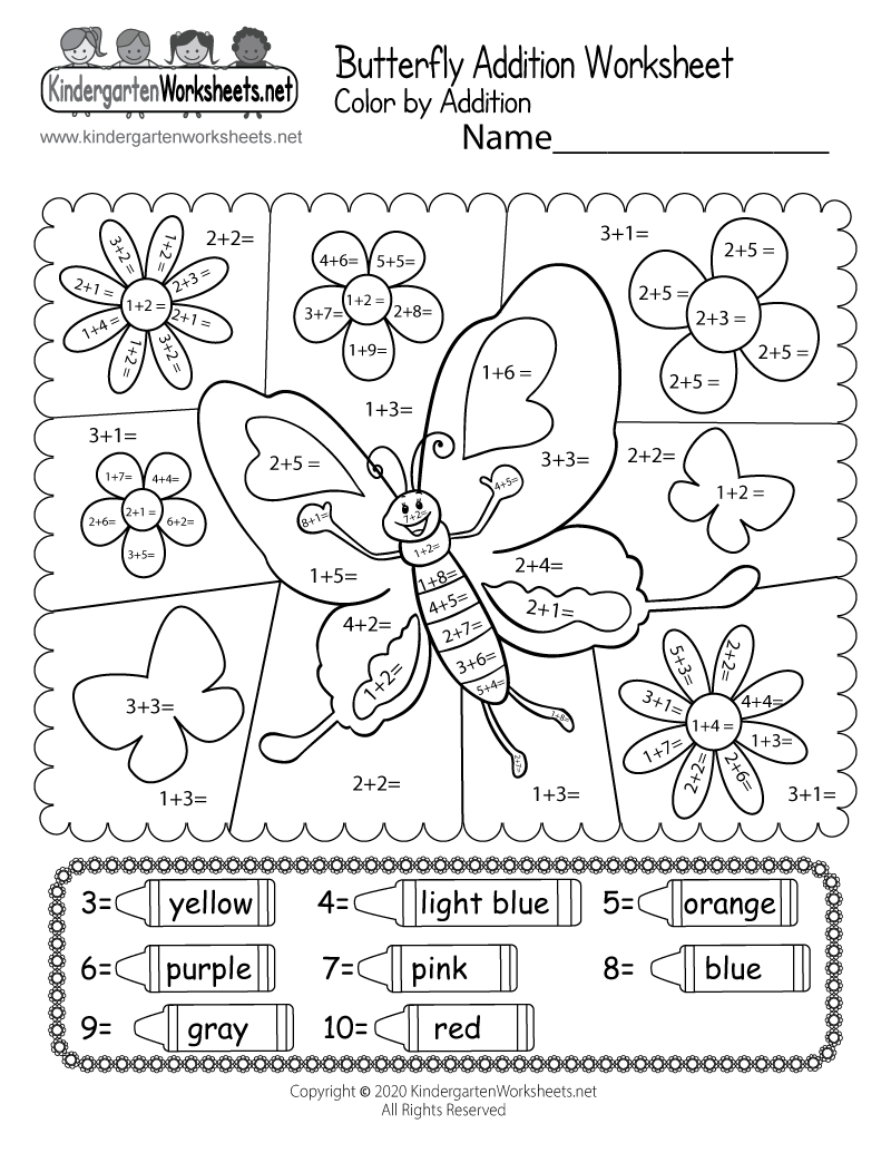 Butterfly Color By Addition Worksheet Free Printable Digital U0026 PDF