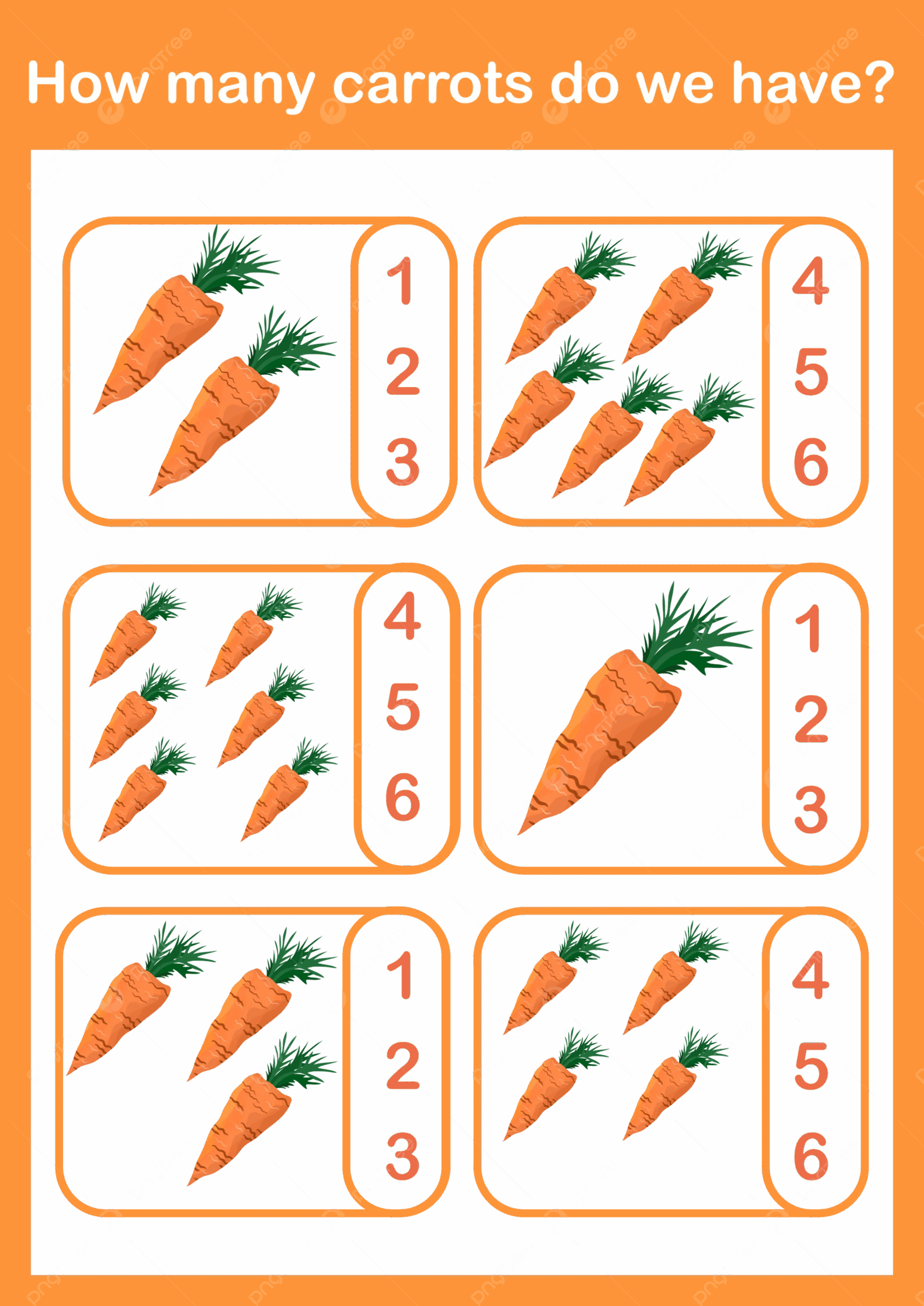 Children Worksheet Counting Numbers Of Carrots Preschool 