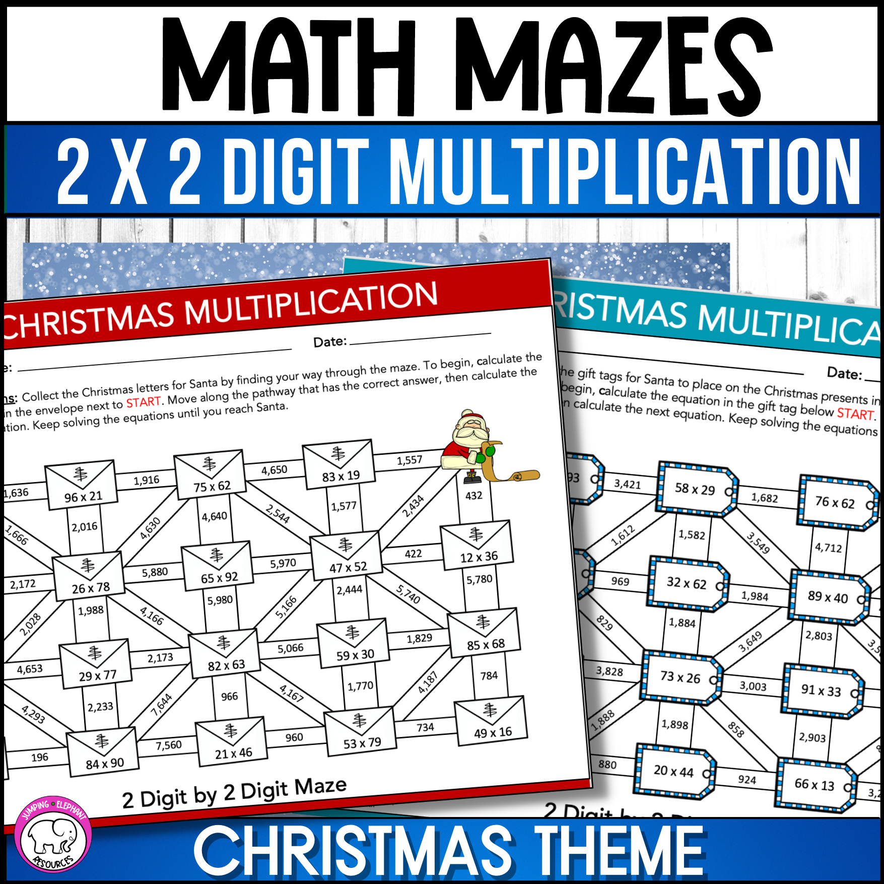 Christmas 2 Digit By 2 Digit Multiplication Math Maze Activities