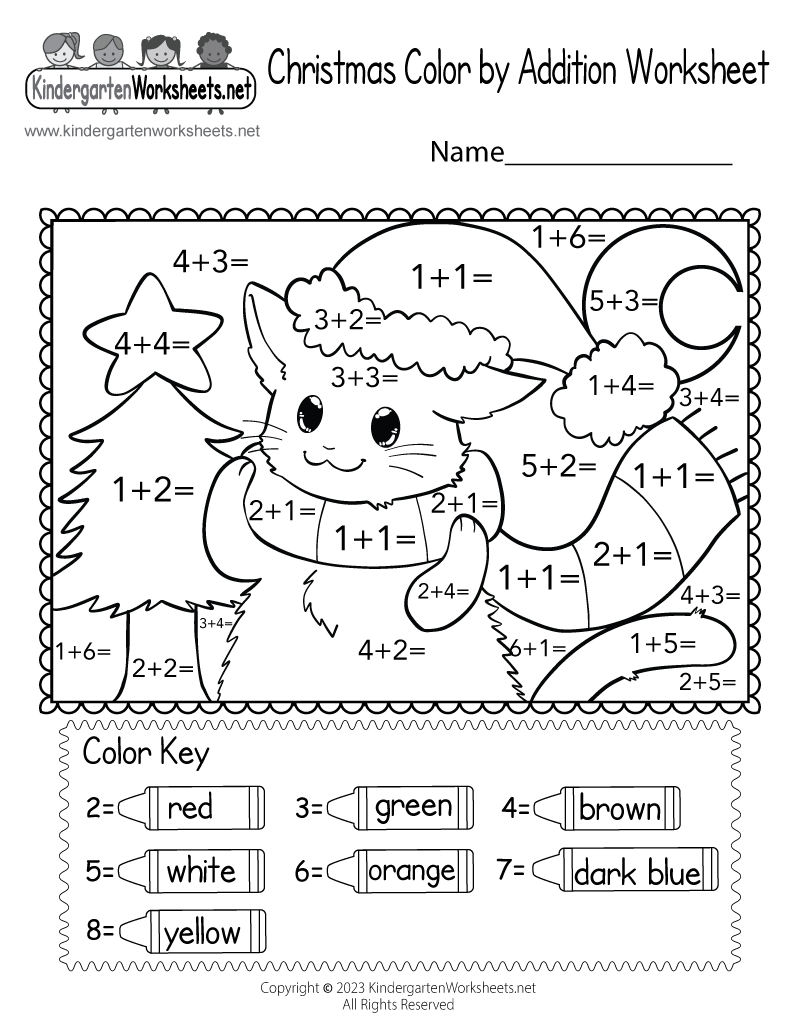 Kindergarten Math Worksheets Christmas
