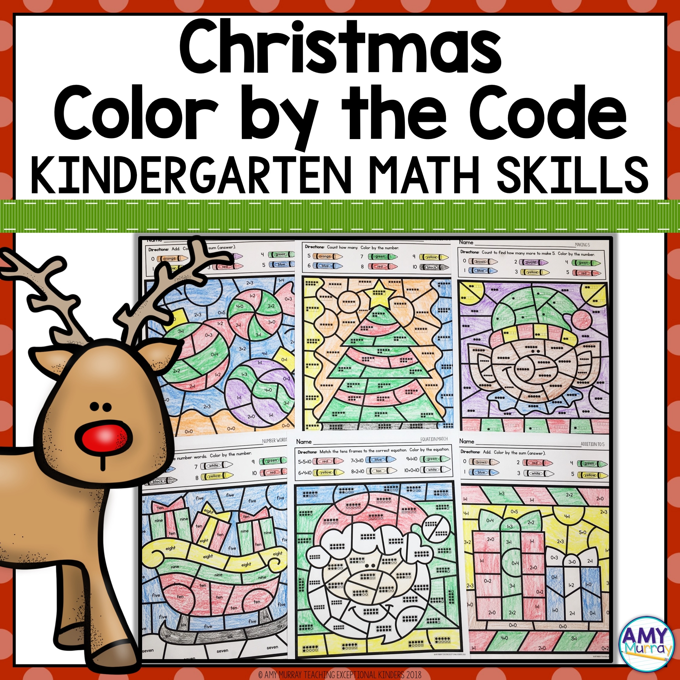 Christmas Color By Number Kindergarten Math Worksheets Teaching Exceptional Kinders