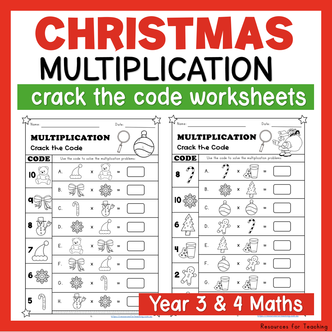 Christmas Math Worksheets Multiplication