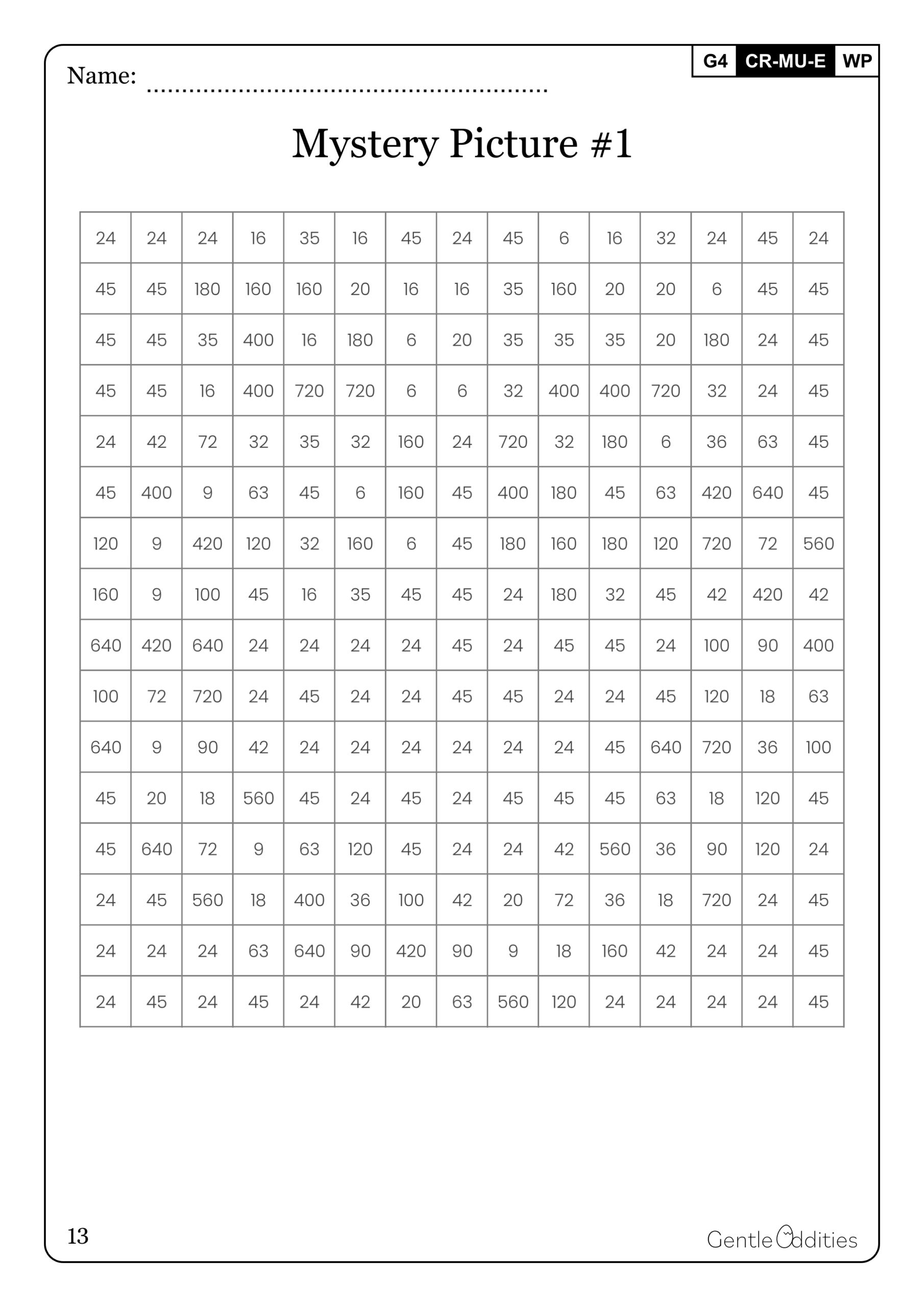 Free Printable Math Mystery Worksheets