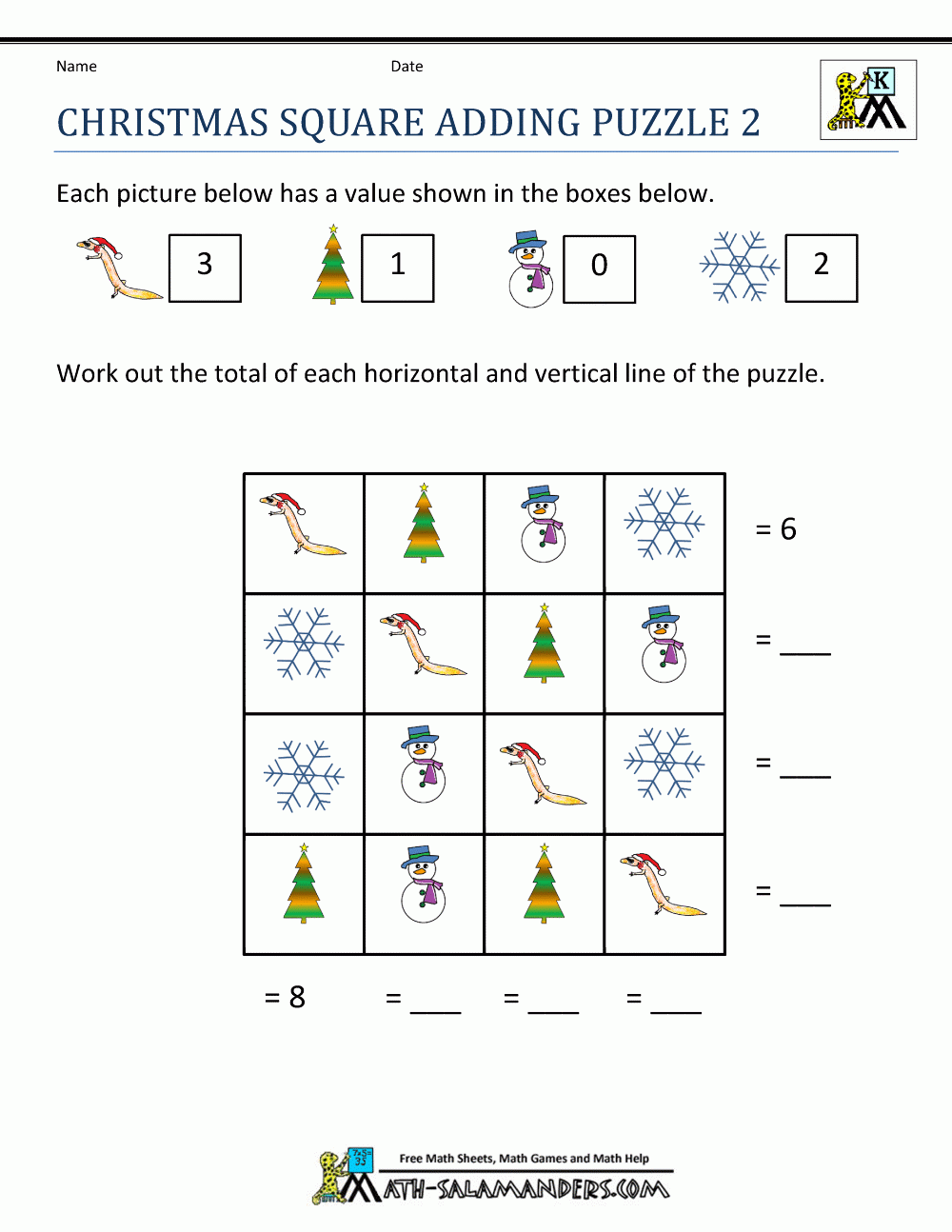Christmas Maths Worksheets