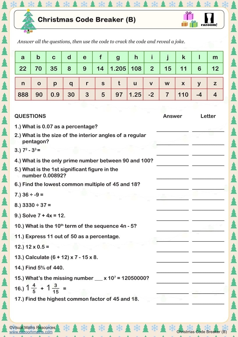 Christmas Maths Worksheets Printable Christmas Worksheets Maths PDF And Free Samples Downloads Cazoom Maths