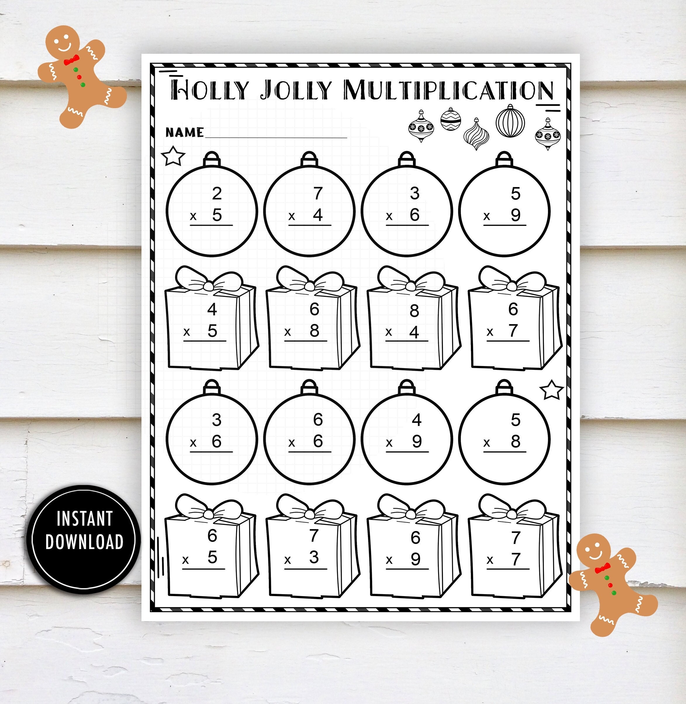 Christmas Worksheet Multiplication 
