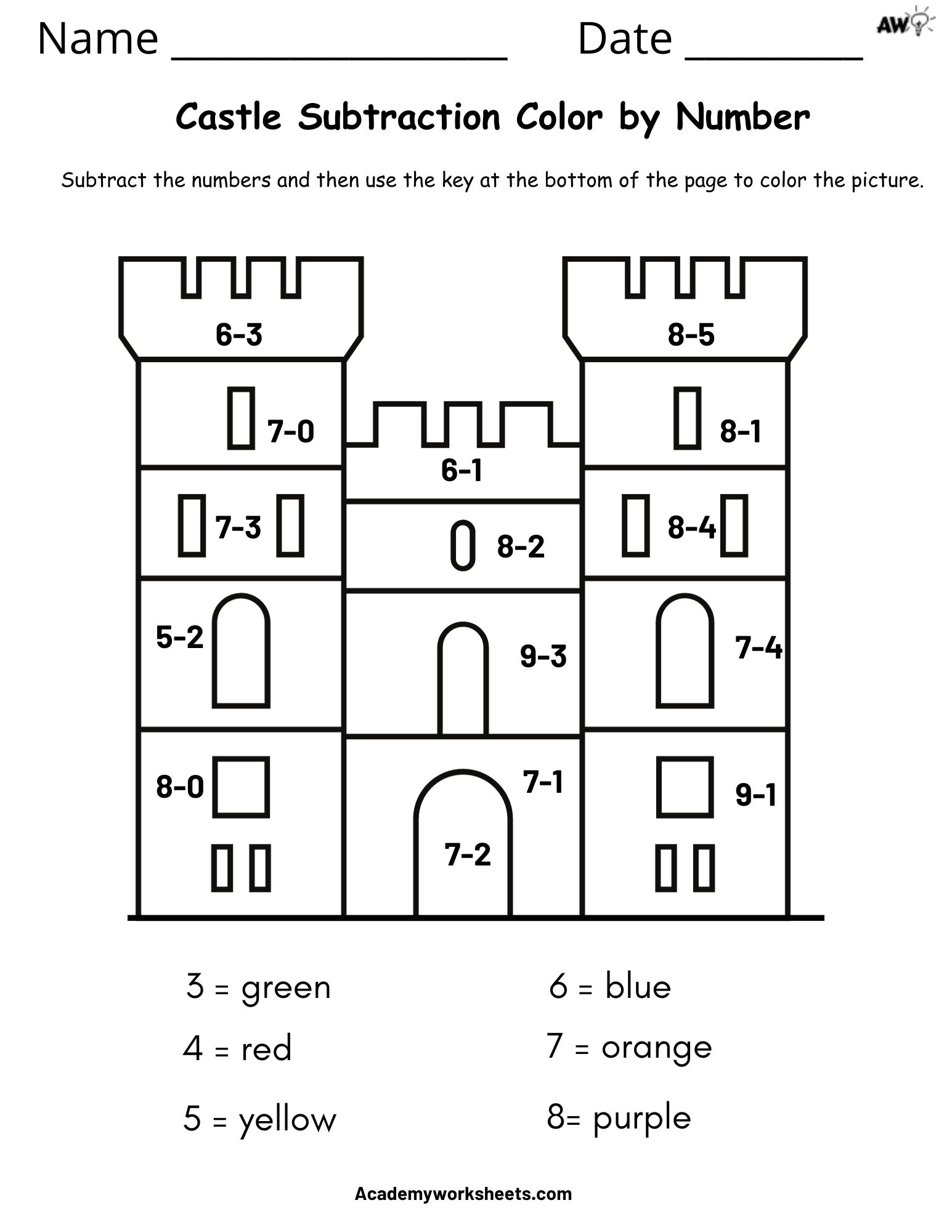 Math Fact Coloring Worksheets Free Printable