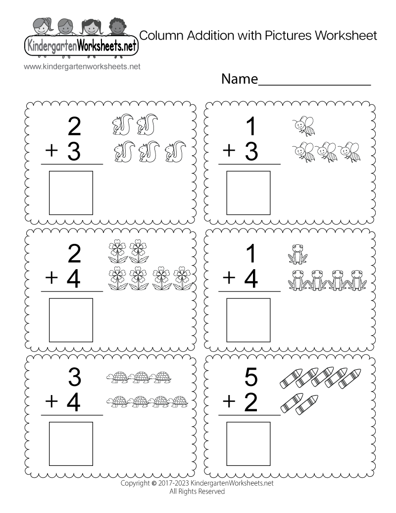 Addition Kindergarten Math Worksheets