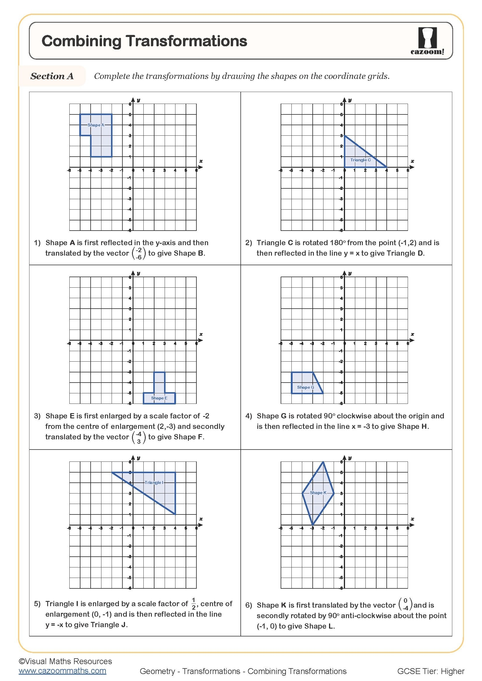 Combining Transformations Free Worksheet Printable PDF Worksheets Combining Transformations Free Worksheet Printable PDF Worksheets