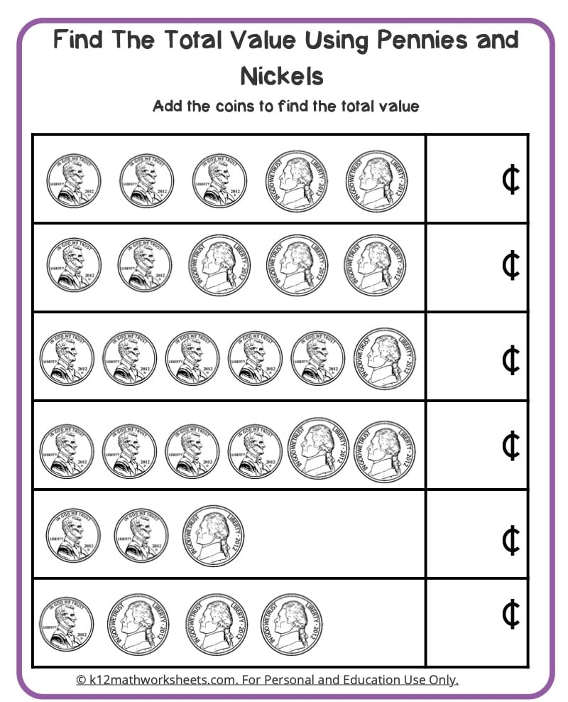 Free Printable Math Worksheets Adding Money