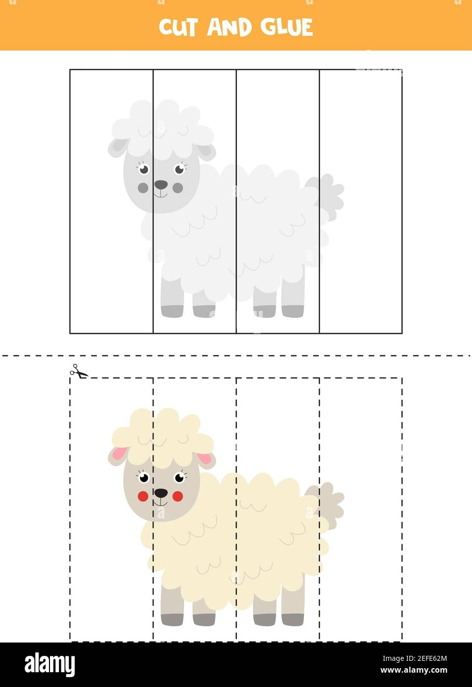 Cut And Glue Game For Kids With Cute Sheep Cutting Practice For Preschoolers Stock Vector Image U0026 Art Alamy