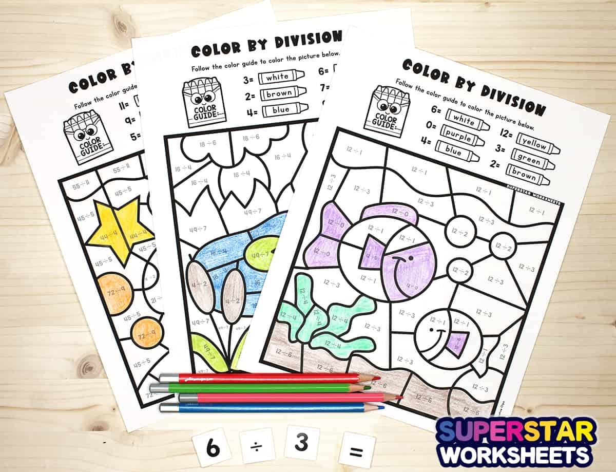 Division Color By Number Superstar Worksheets