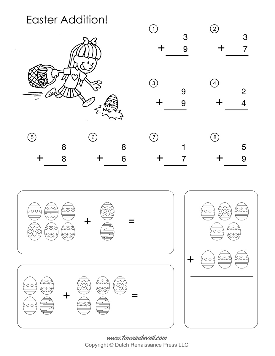 Easter Math Worksheets Addition Worksheet Tim s Printables