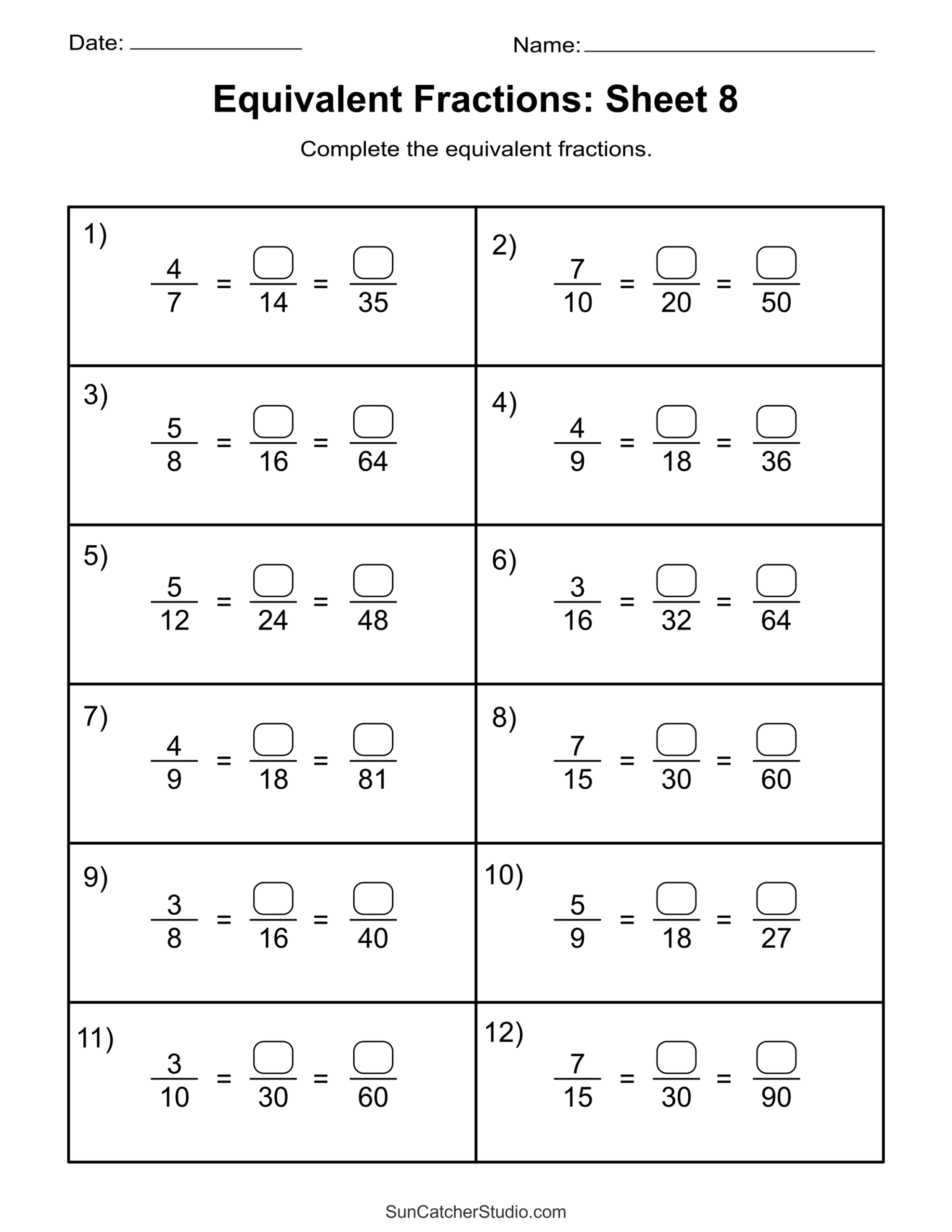 Equivalent Fractions Finding And Writing Equal Fractions Free 