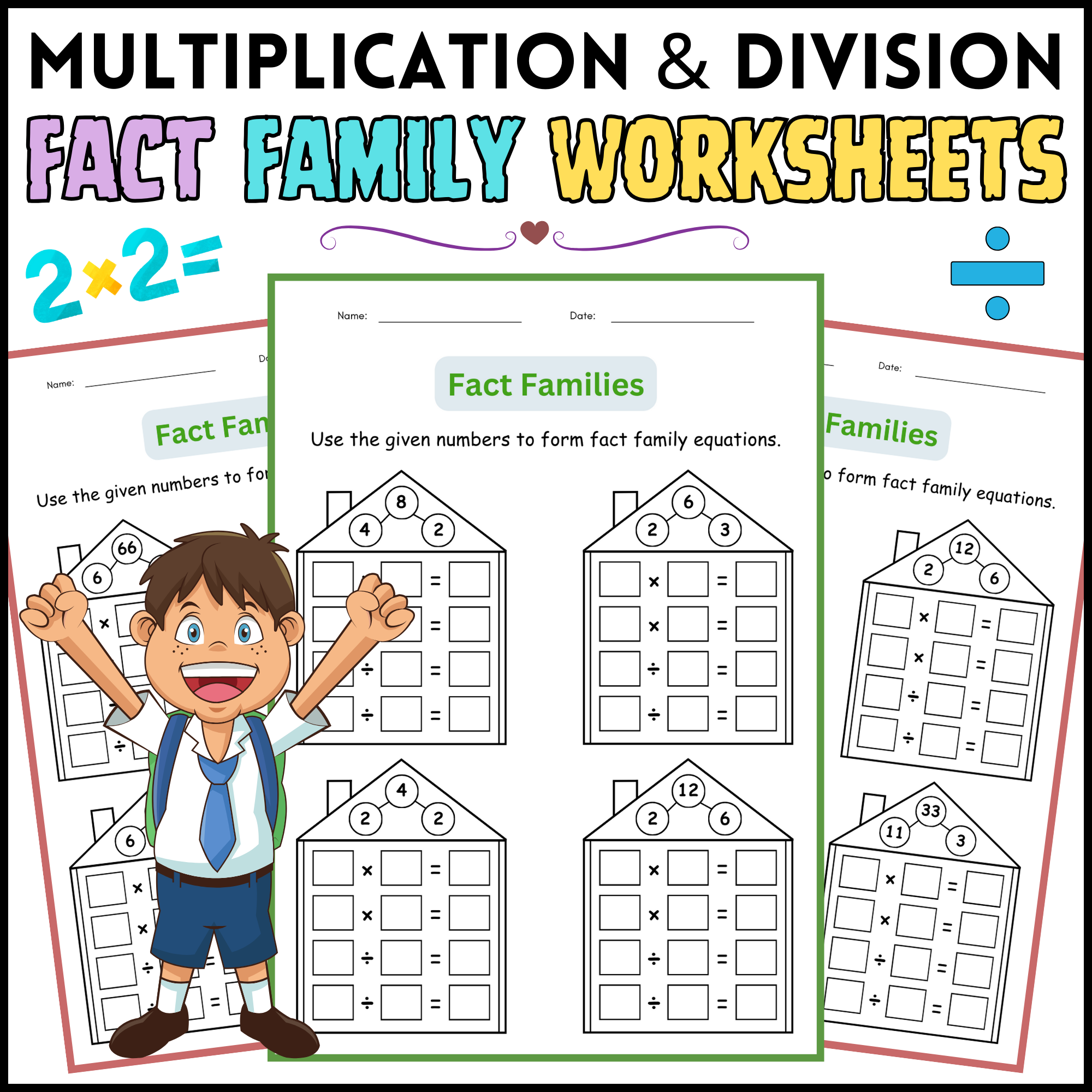 Fact Families Multiplication And Division Number Math Worksheets 
