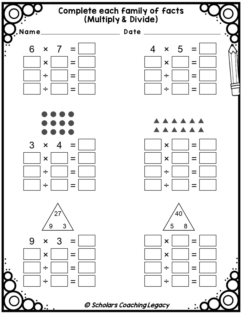 Fact Families Multiplication U0026 Division Worksheet Math Problems Worksheets Library Fact Families Multiplication U0026 Division Worksheet Math Problems Worksheets Library