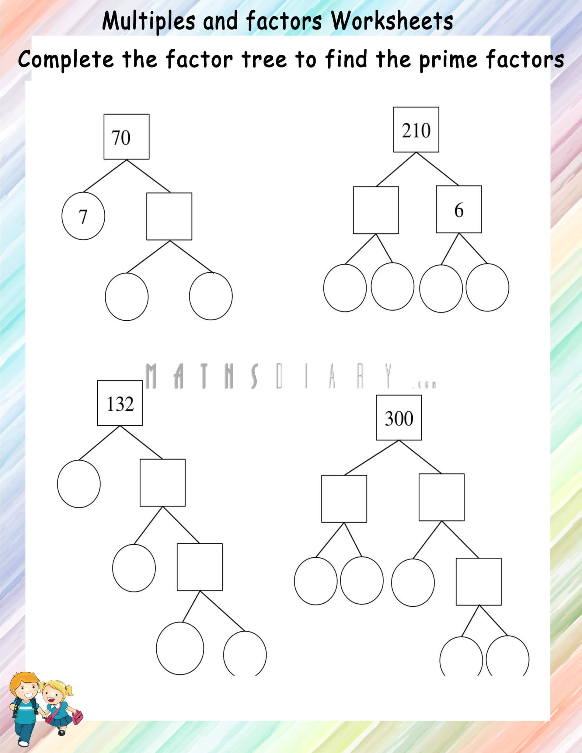 Factor Tree Worksheets Math Worksheets MathsDiary Worksheets Library