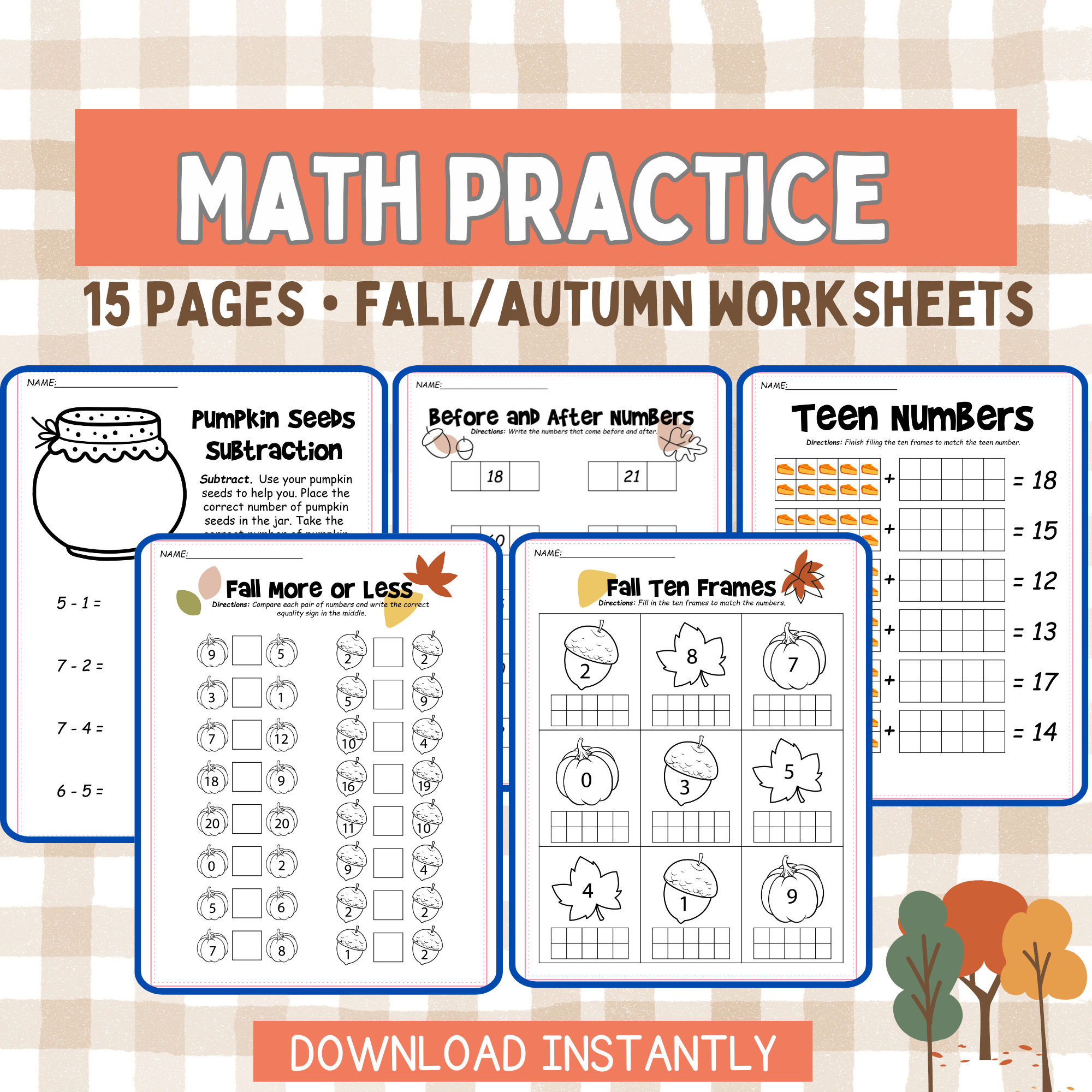 Fall Math Worksheets Love Peace Motherhood