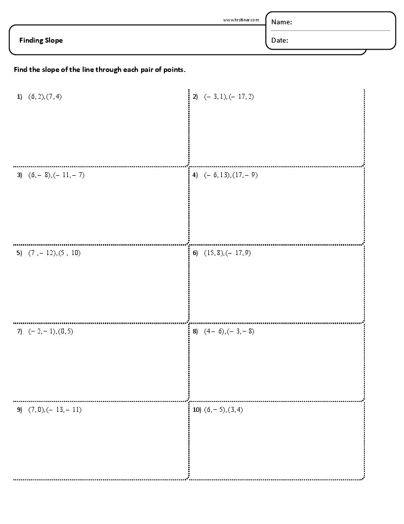 Finding Slope Worksheets Finding Slope Worksheets