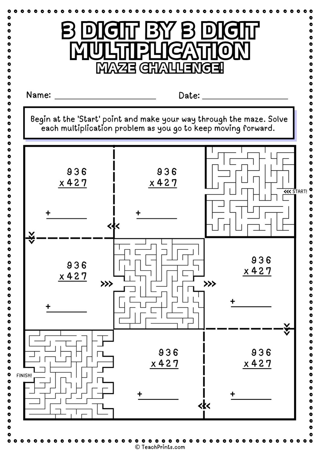 Free 3 Digit By 3 Digit Multiplication Worksheets Teach Prints