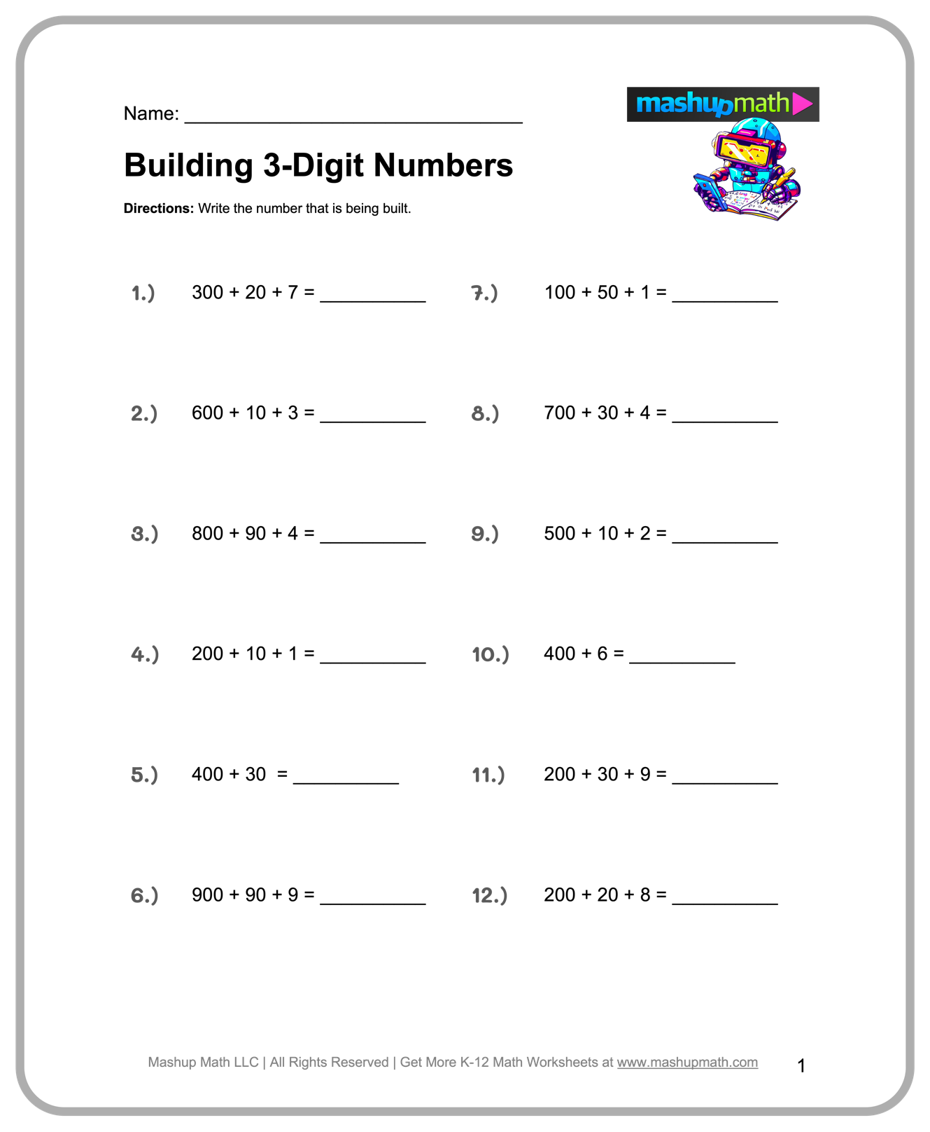 3rd Grade Math Free Printable Worksheets