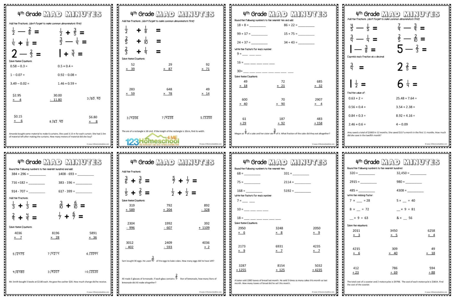 4th Grade Math Worksheets Free Printables - Printable Math Worksheets