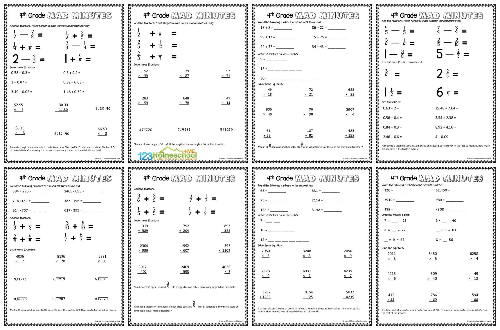 4th Grade Math Worksheets Free Printables - Printable Math Worksheets