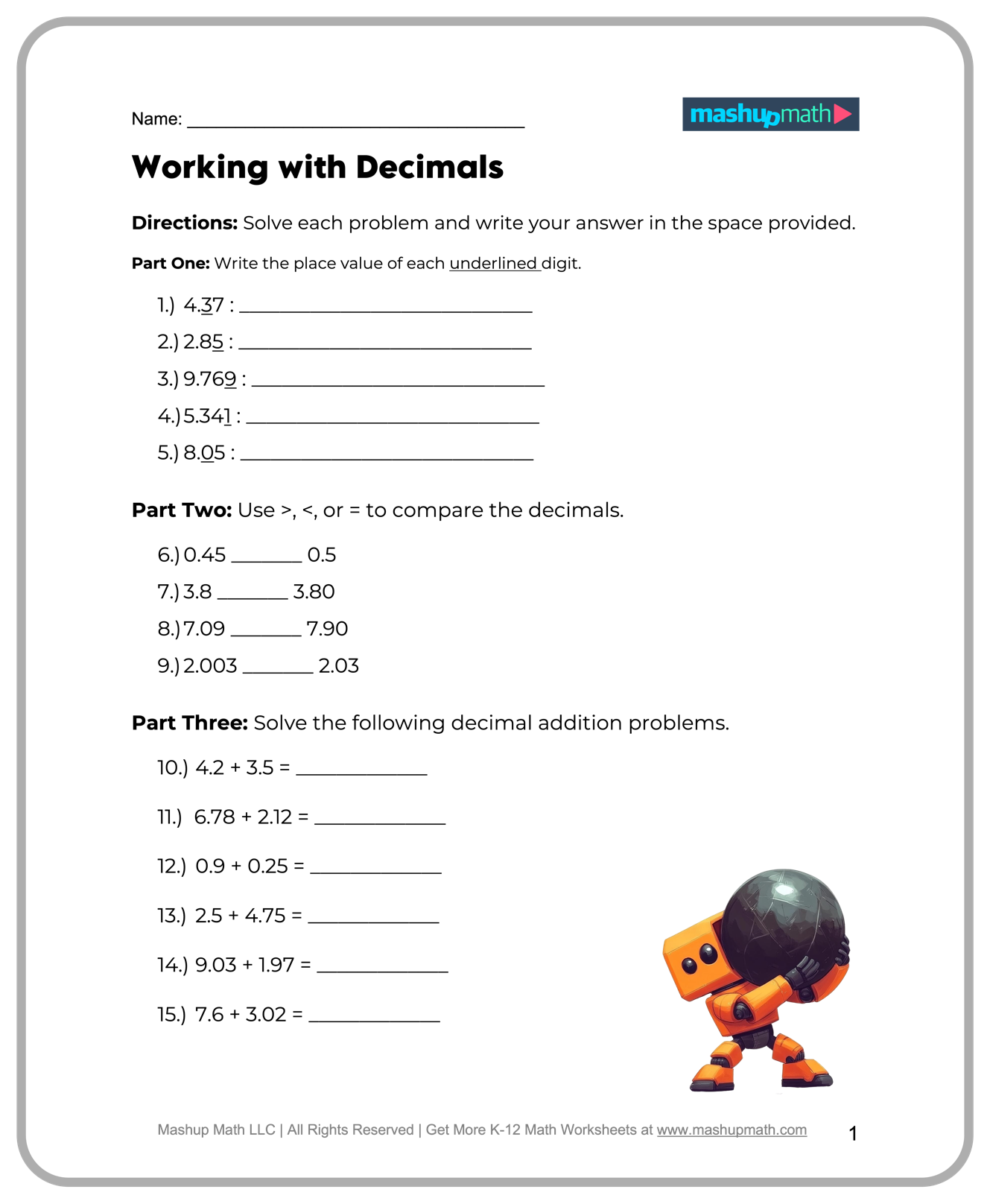 Math Worksheets Grade 5 Free Printable