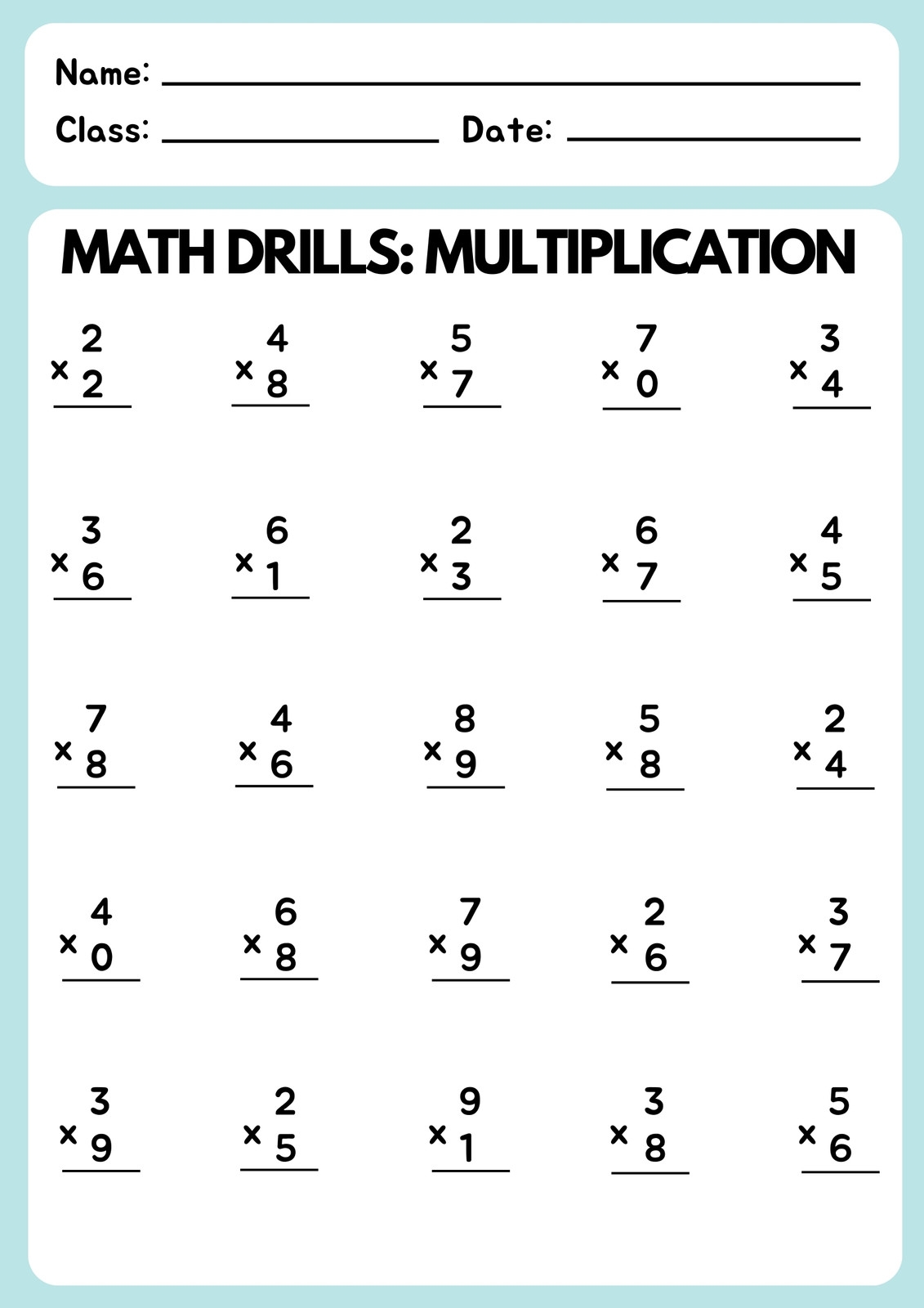 Free And Customizable Multiplication Templates Canva