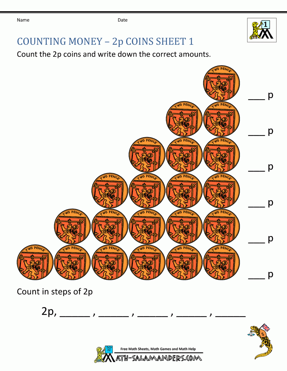 Free Counting Money Worksheets UK Coins