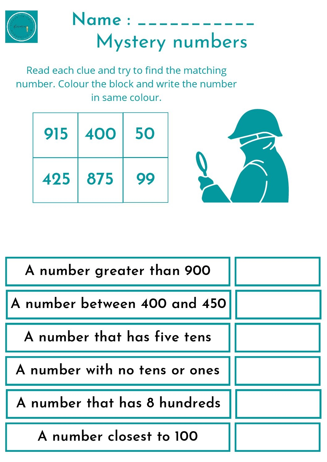 Free Detective Math Worksheet Teacha 