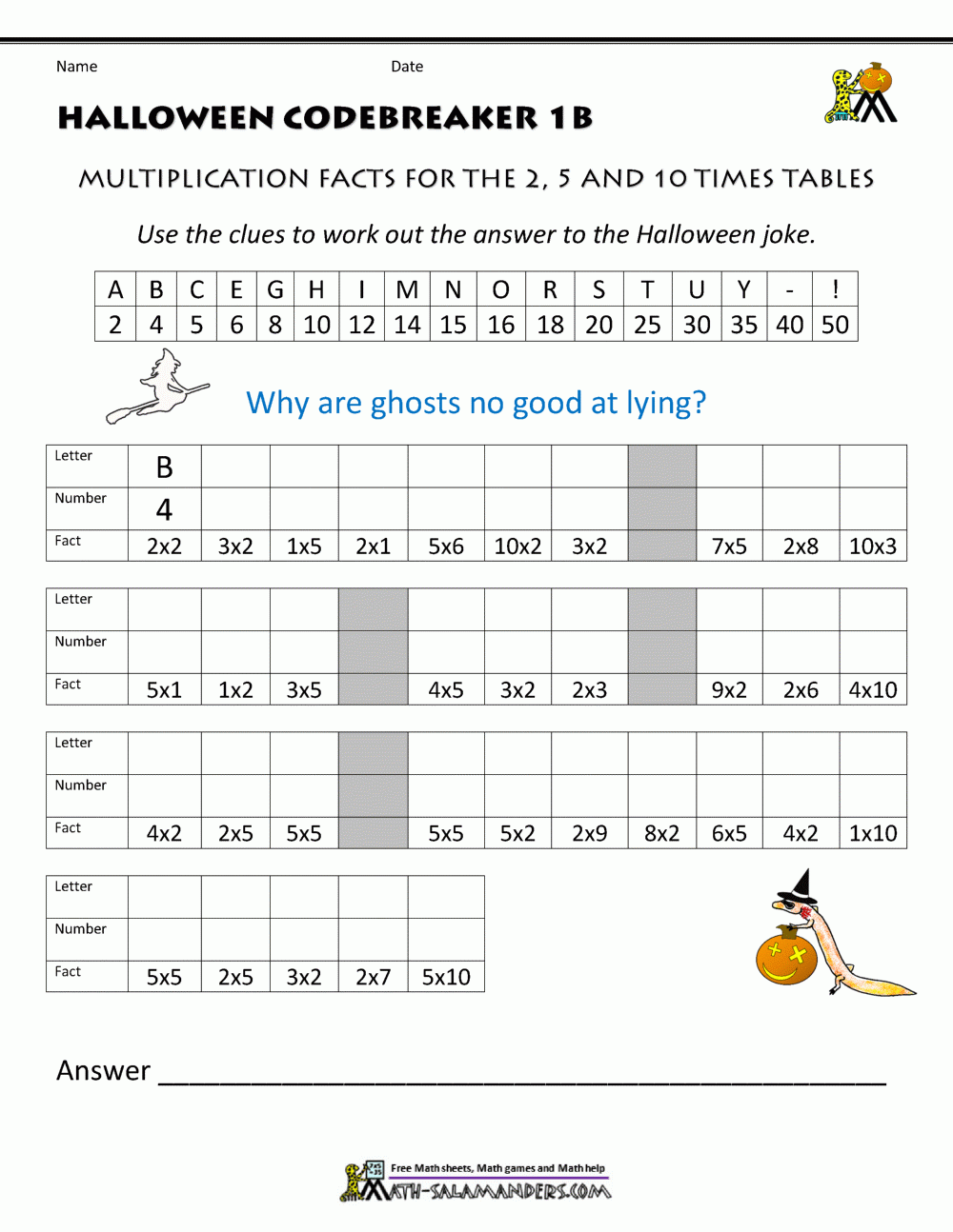 Halloween Math Worksheets Printables Free