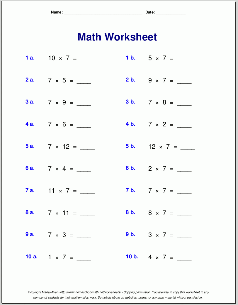 Free Printable Math Worksheets Calculus